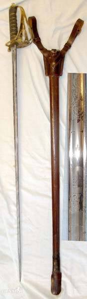 1845 / 1854 Pattern Infantry Officer’s Sword With Etched Blade Numbered 1301.5,  Sword