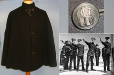 C1920’s Ulster Special Constabulary (USC) Heavy Blue Serge Wool Police Special Constable’s & Sergeants Cape With Brass Lion’s Head Bosses Brass Link Neck Chain & ‘USC’ Combined Monogram Horn Buttons Buy Jas Grove & Sons Halesowen. POL 358   Antique & Militaria