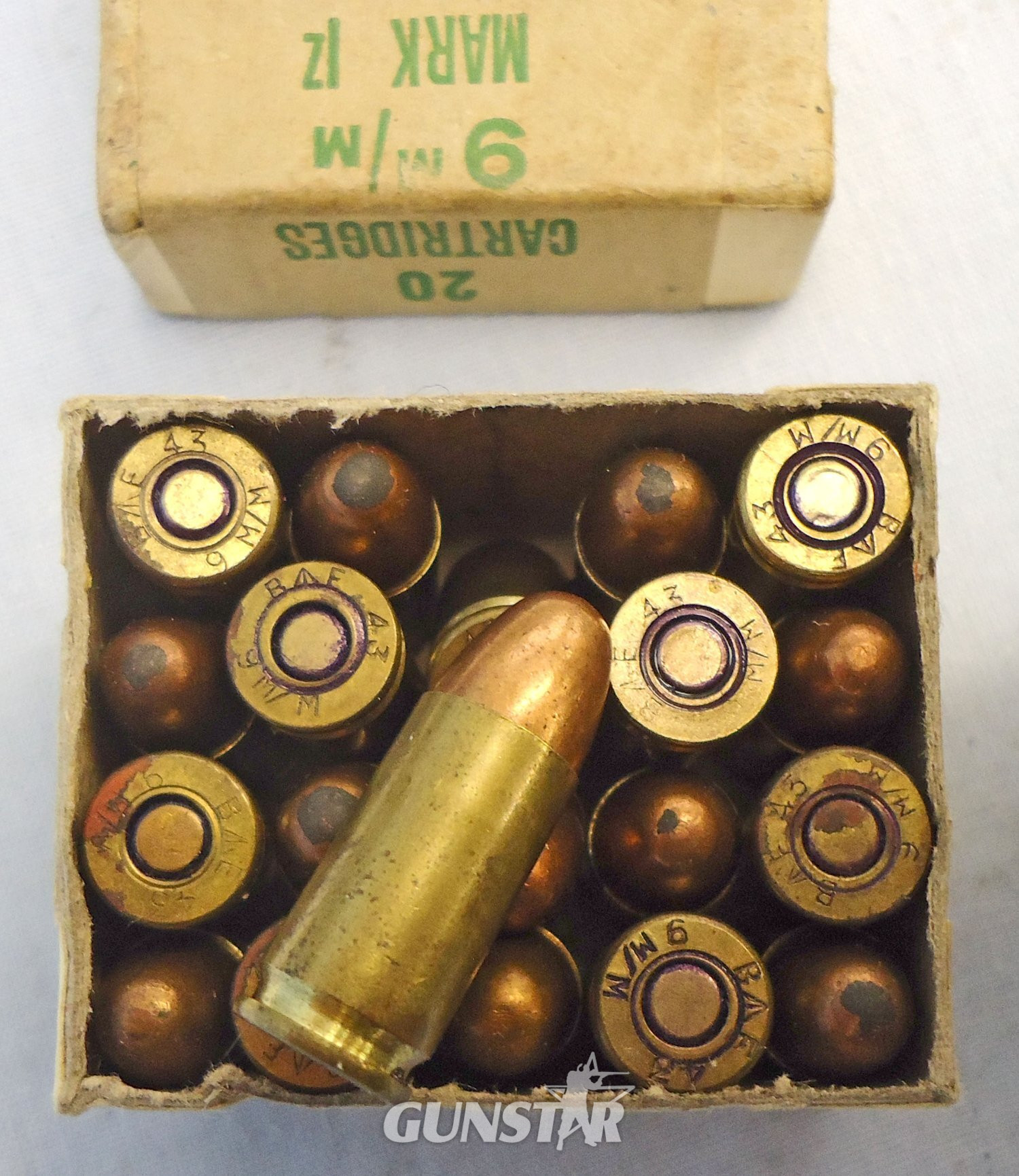 Browning INERT DEACTIVATED. British, 1943 Dated, Browning High Power (Pistol No2 Mk1) Original WW2 20 Round Service Pack of Unfired 9mm IZ Rounds as issued to the SAS and British Commandos. Sn - 22787:10  Other Ammunition 