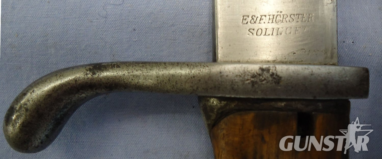 {CATEGORY} - WW1, 1915 Dated, Imperial German E & F Horster Solingen, Pattern 98/05 Butcher Bayonet With Hessian Cord, Tasselled Knot & Leather Frog. Sn 23478:1 Bayonet in 