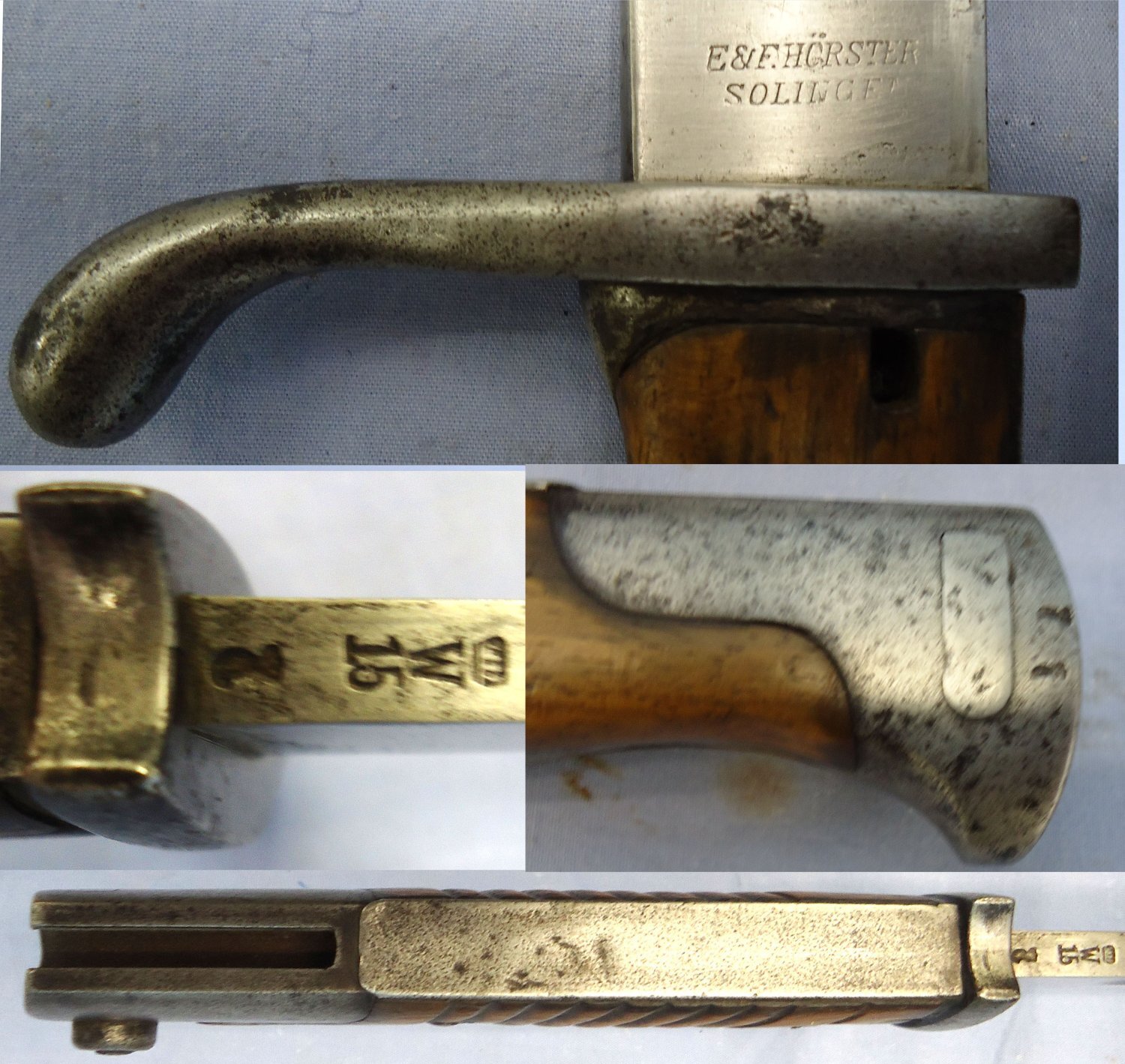  WW1, 1915 Dated, Imperial German E & F Horster Solingen, Pattern 98/05 Butcher Bayonet With Hessian Cord, Tasselled Knot & Leather Frog. Sn 23478:1 Bayonet