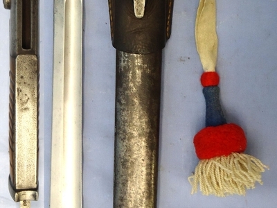 WW1, 1915 Dated, Imperial German E & F Horster Solingen, Pattern 98/05 Butcher Bayonet With Hessian Cord, Tasselled Knot & Leather Frog. Sn 23478:1 Bayonet