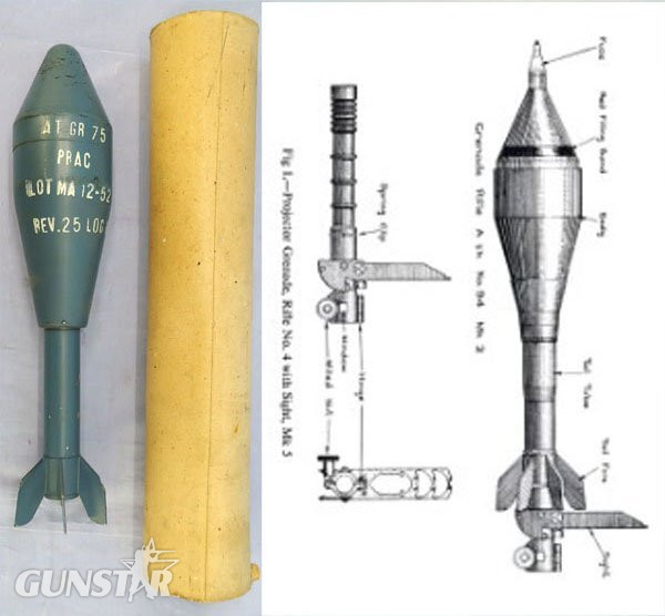 INERT. British, Unfired, 1952 Dated, No.94 Mark 1, Energa Practice Rifle Grenade & Original Cardboard Transit Tube. - O 2102 INERT. British, Unfired, 1952 Dated, No.94 Mark 1, Energa Practice Rifle Grenade & Original Cardboard Transit Tube. - O 2102  Other Ammunition in 