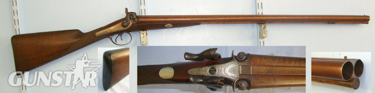 Victorian C1860 English Form 13 Bore Double Damascus Barrels Muzzle Loading Percussion Sporting Shotgun. Sn 22620 Muzzleloader 13 Bore/gauge in 