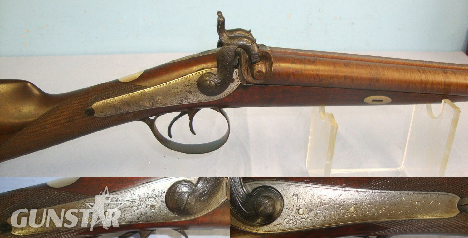 Victorian C1860 English Form 13 Bore Double Damascus Barrels Muzzle Loading Percussion Sporting Shotgun. Sn 22620 Muzzleloader 13 Bore/gauge
