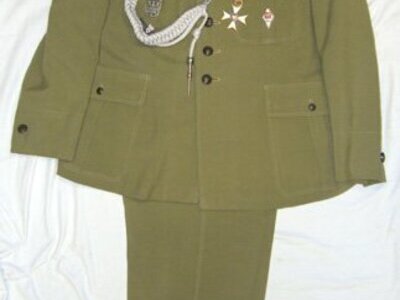 C1960 Cold War Era Polish Officers \'Summer\' Uniform Complete with Order of Polonia Restituta Medal, Enamelled Insignia, Ribbons and Cord Aiguillette with Silver Plated Tag. Sn 6954. C1960 Cold War Era Polish Officers 'Summer' Uniform Complete with Order of Polonia Restituta Medal, Enamelled Insignia, Ribbons and Cord Aiguillette with Silver Plated Tag. Sn 6954. Clothing