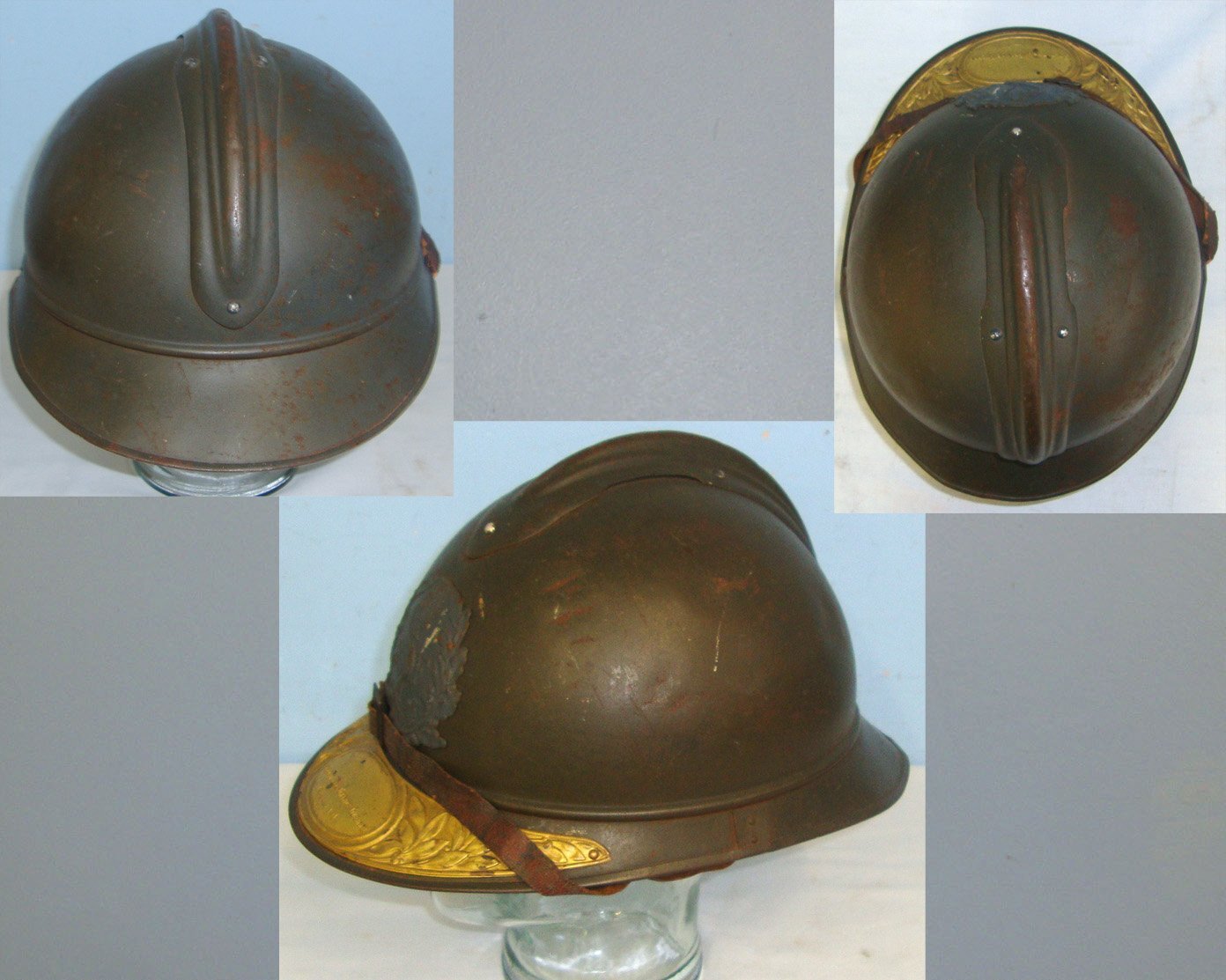  WW1 French Service de Santé des Armées (SSA) Army Medial Corps Surgeon Officer’s Veteran’s M15 Adrian Combat Helmet With \'RF\' (République Française) SSA Helmet Badge, Liner & Chin Strap Presented To A Veteran Of The Great War. Sn 22869  Clothing