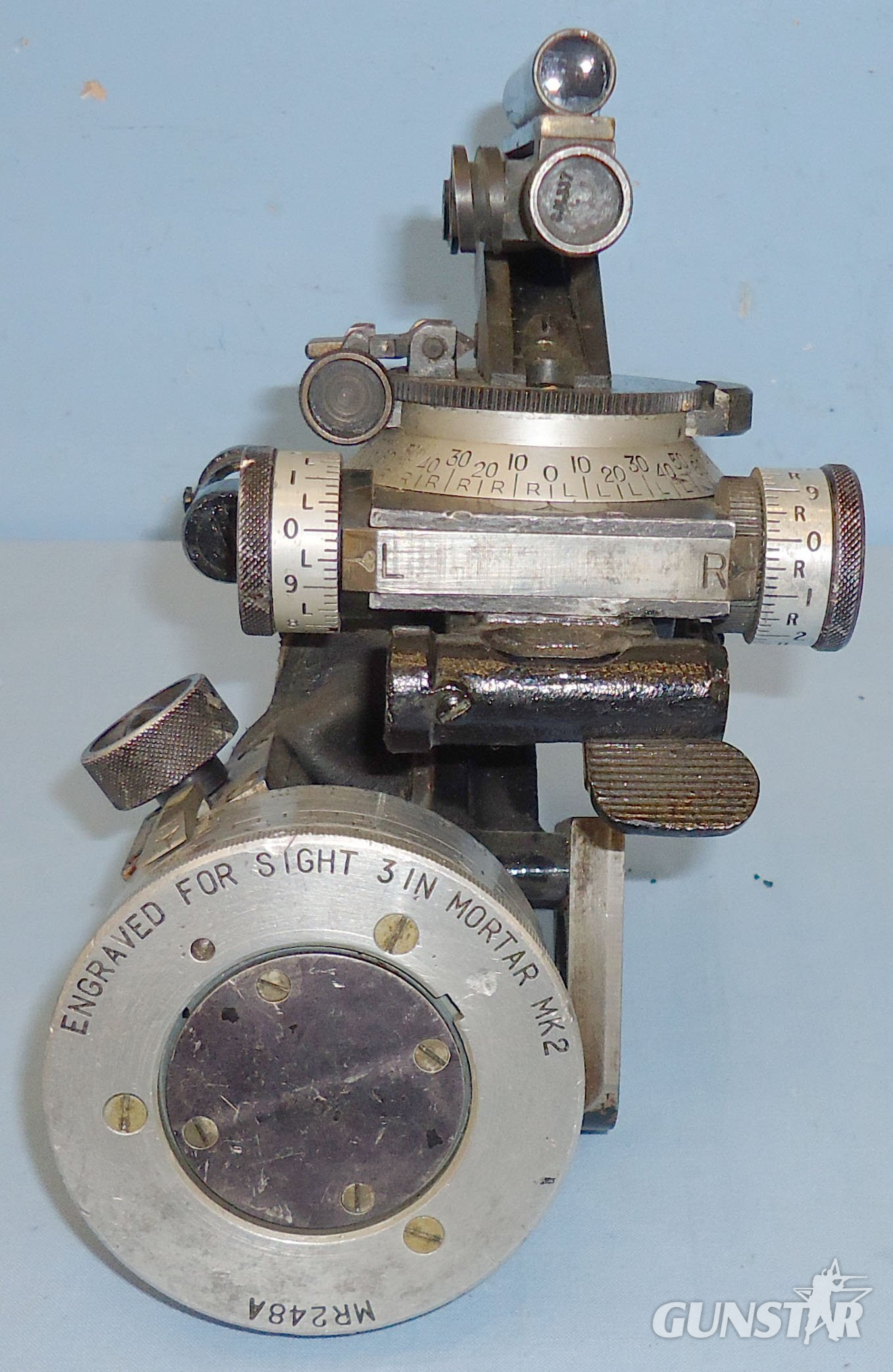 WWII British Mk2 Dial Sight for 3\" Mortar. O 2115. WWII British Mk2 Dial Sight for 3" Mortar. O 2115.  Antique & Militaria