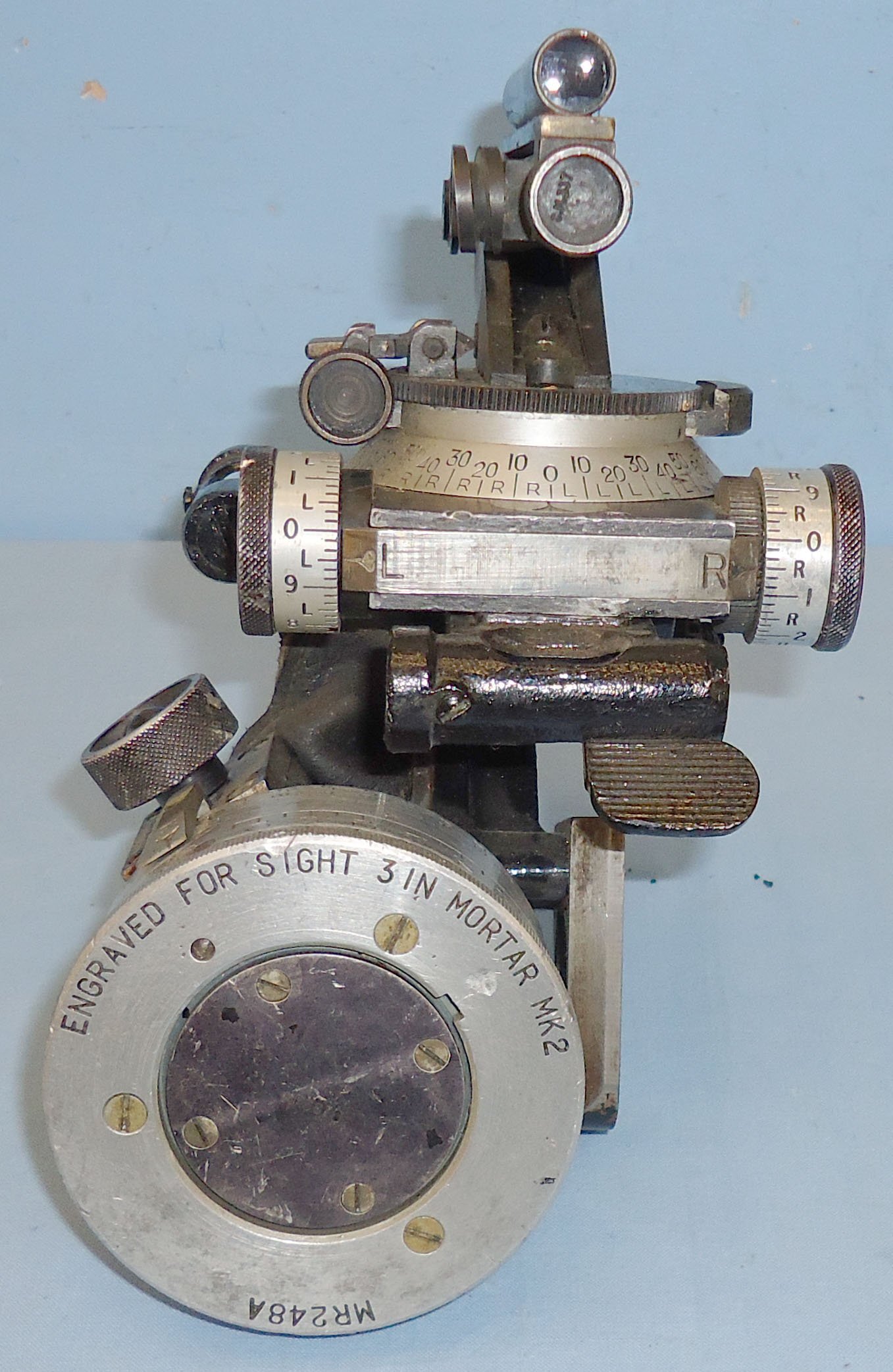 WWII British Mk2 Dial Sight for 3\" Mortar. O 2115. WWII British Mk2 Dial Sight for 3" Mortar. O 2115.  Antique & Militaria