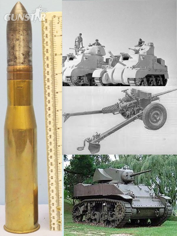 INERT DEACTIVATED. WW2, Unfired, 1942 Dated, American 37mm M16 (37 x 222R), AP/T (Armour Piercing /Trace) Tank/ Anti-Tank Gun Round. - O 2103 American 37mm M16 (37 x 222R), AP/T (Armour Piercing /Trace) Tank/ Anti-Tank Gun Round. - O 2103  Other Ammunition in 