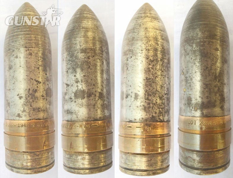  INERT DEACTIVATED. WW2, Unfired, 1942 Dated, American 37mm M16 (37 x 222R), AP/T (Armour Piercing /Trace) Tank/ Anti-Tank Gun Round. - O 2103 American 37mm M16 (37 x 222R), AP/T (Armour Piercing /Trace) Tank/ Anti-Tank Gun Round. - O 2103  Other Ammunition