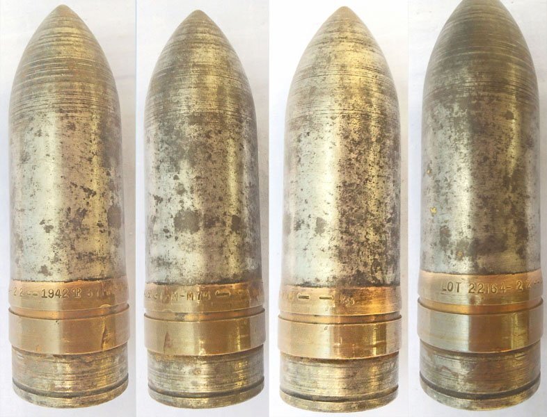  INERT DEACTIVATED. WW2, Unfired, 1942 Dated, American 37mm M16 (37 x 222R), AP/T (Armour Piercing /Trace) Tank/ Anti-Tank Gun Round. - O 2103 American 37mm M16 (37 x 222R), AP/T (Armour Piercing /Trace) Tank/ Anti-Tank Gun Round. - O 2103  Other Ammunition