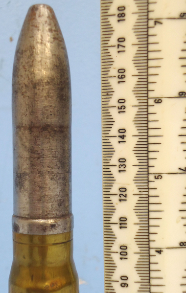  INERT DEACTIVATED. 1938 Dated, Swiss Made Hispano-Suiza (20x110) HS 404 Aircraft Cannon DRILL Ball Round. - O 1809 INERT DEACTIVATED. 1938 Dated, Swiss Made Hispano-Suiza (20x110) HS 404 Aircraft Cannon DRILL Ball Round. - O 1809  Other Ammunition