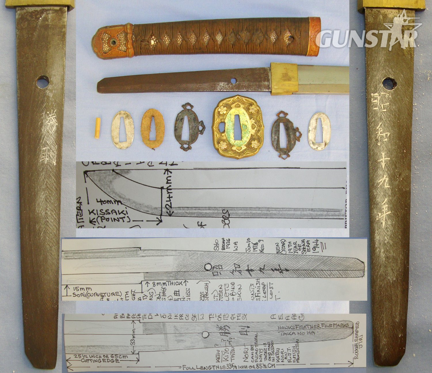 WW2 1944 Dated Japanese Officer’s Arsenal Gunto Sword With Smith Signed Tang ‘KATSU NORI’, Scabbard With Leather Field Service Cover, Expert Assessment & Carry Bag / Cover. Sn 20891 Sword
