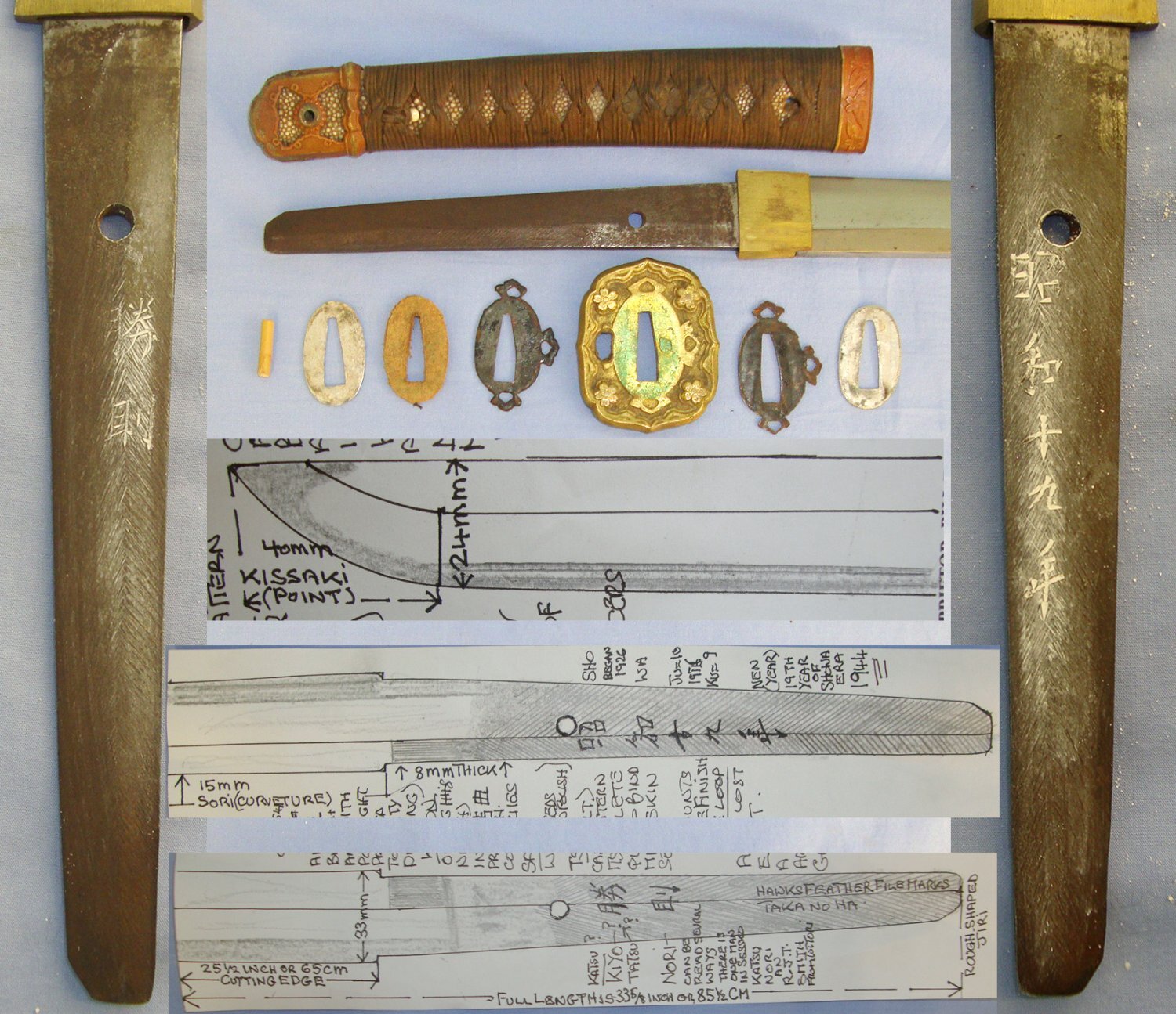WW2 1944 Dated Japanese Officer’s Arsenal Gunto Sword With Smith Signed Tang ‘KATSU NORI’, Scabbard With Leather Field Service Cover, Expert Assessment & Carry Bag / Cover. Sn 20891 Sword