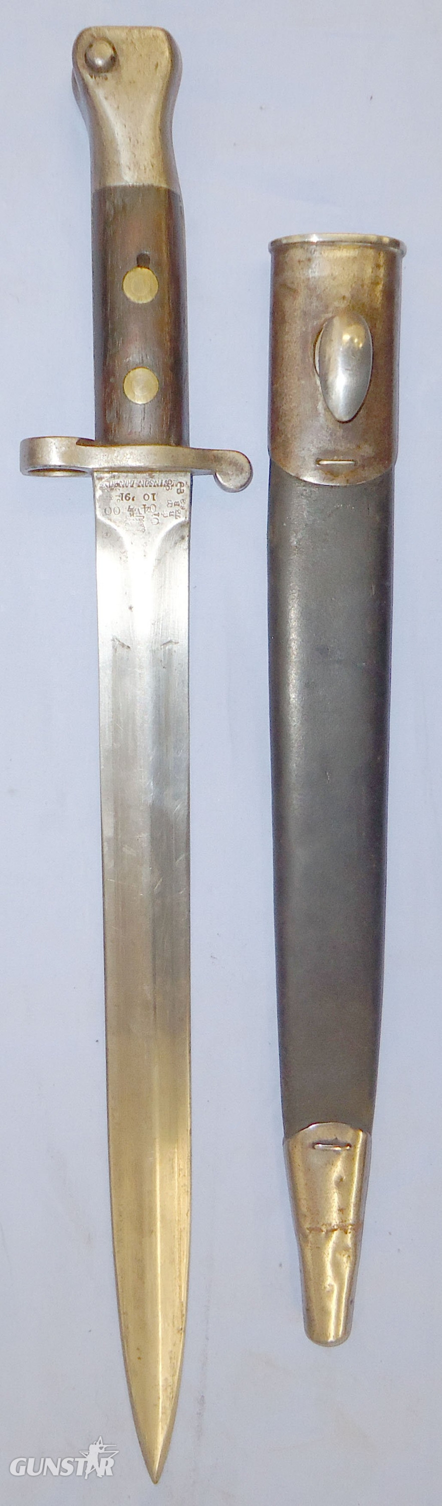 British Wilkinson 1888 Pattern Mk I, 2nd Type, Lee Metford Bayonet and Scabbard BAYO 454. Bayonet in 