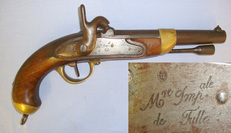 MINT RIFLED BORE**1862 American Civil War Era French Model 1822 Tulle Arsenal .700 Calibre Muzzle Loading Cavalry Pistol Converted From Flintlock to Percussion None Muzzleloader