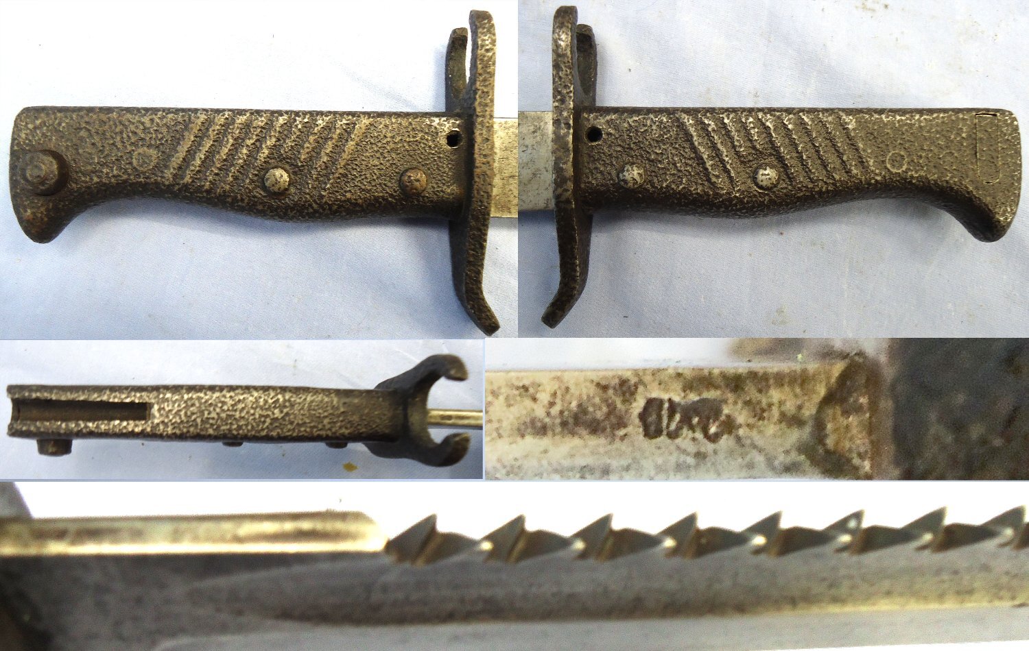  WW1, Imperial German, Ersatz Pattern 98/05 Butcher Sawback Bayonet with High Ears, Steel & Leather Scabbard & Leather Frog. Sn 23478:2 Bayonet