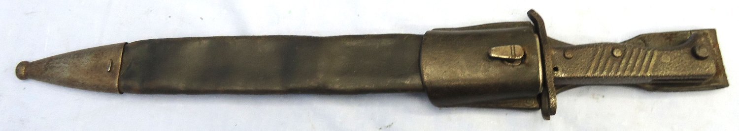 WW1, Imperial German, Ersatz Pattern 98/05 Butcher Sawback Bayonet with High Ears, Steel & Leather Scabbard & Leather Frog. Sn 23478:2 Bayonet 