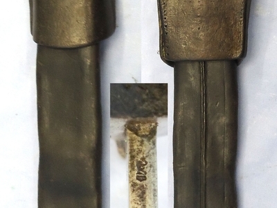 WW1, Imperial German, Ersatz Pattern 98/05 Butcher Sawback Bayonet with High Ears, Steel & Leather Scabbard & Leather Frog. Sn 23478:2 Bayonet