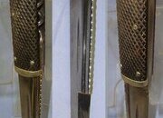 QUALITY*Victorian Era Savigny & Co London Scottish Dirk Form Spear Point Bowie Knife With Chequered Horn Scales & Folding Cork Screw With Original Leather Scabbard. Sn 23706 Knive