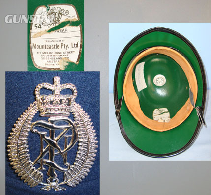 Post 1952 New Zealand Police Male Constable\'s/ Sergeant\'s 6 Panel Helmet with Queen’s Crown Helmet Plate and Chin Strap. Sn 13907:68 Post 1952 New Zealand Police Male Constable\'s/ Sergeant\'s 6 Panel Helmet with Queen’s Crown Helmet Plate and Chin Strap. Sn 13907:68 Clothing