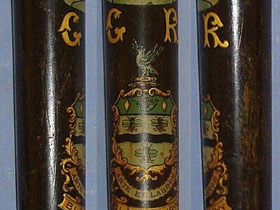 MINT**WW1 Hiatt & Co Birmingham 1914-1919 Dated, Polychrome Decorated British Blackburn Special Constable’s Lignum Vitae Tropical Hard Wood Presentation Police Truncheon & Leather Wrist Strap. Sn 23152  Antique & Militaria
