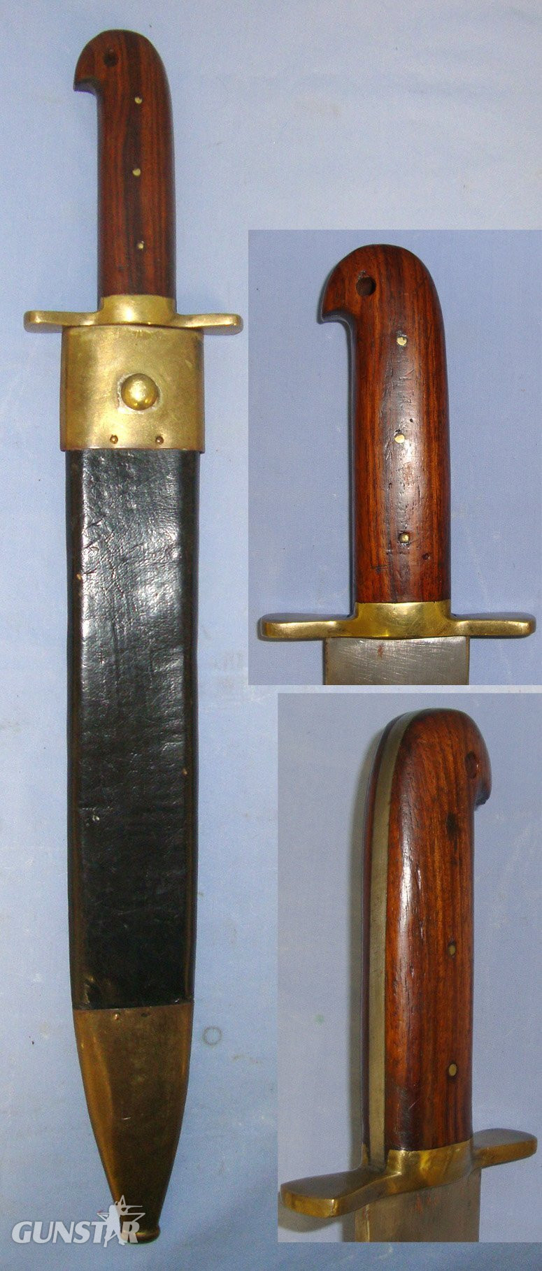 Large Victorian English Sheffield Trade Export American Frontier Form, Pioneer’s Expedition Spear Point Bowie Knife / Sidearm Short Sword & Scabbard. Sn 22939 Knive