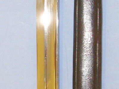 MINT**Nazi German Police Long Dress Bayonet By Weyersberg, Kirschbaum & Co Solingen (WKC) With Correct Stag Horn Grips Mounted With Nazi Police Eagle Badge & Scabbard. Sn 22236 Bayonet