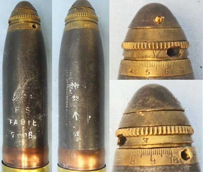  INERT DEACTIVATED. WW1 1916 Dated Unfired British Vickers Naval 2Pr (40 x 158R) Pom Pom High Explosive (HE) Time Fused Round. - O 2164 INERT DEACTIVATED. WW1 1916 Dated Unfired British Vickers Naval 2Pr (40 x 158R) Pom Pom High Explosive (HE) Time Fused Round. - O 2164  Other Ammunition