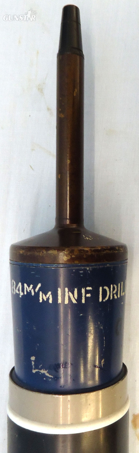  Carl Gustaf INERT DEACTIVATED. Unfired, British, L50A1 DRILL Carl Gustaf 84mm Anti-Tank Round. - O 2075  Other Ammunition
