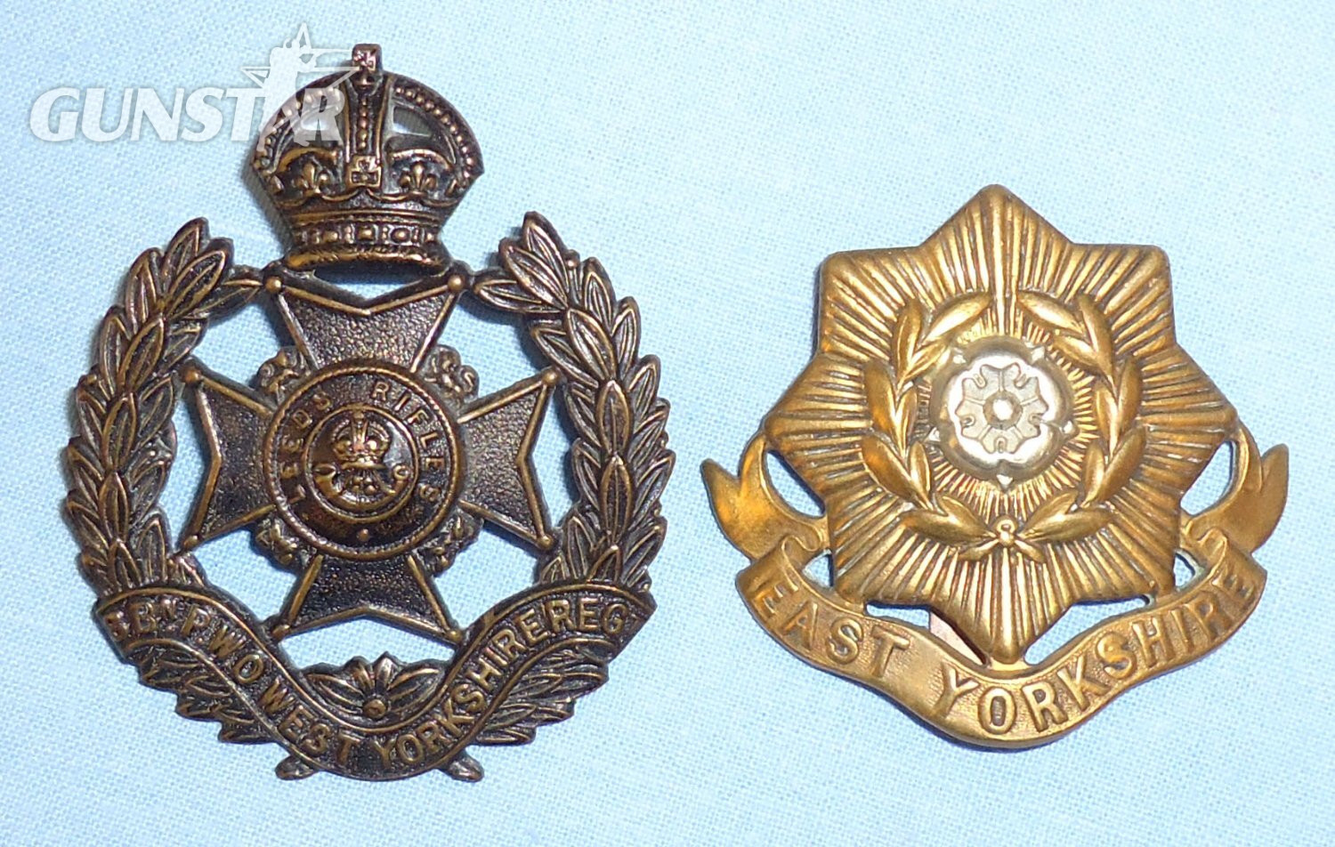 Pair* WWI Era 8th Bn P.W.O. ‘Leeds Rifles’ West Yorkshire Regiment & East Yorkshire Regiment Cap Badges. BA 892. Pair* WWI Era 8th Bn P.W.O. ‘Leeds Rifles’ West Yorkshire Regiment & East Yorkshire Regiment Cap Badges. BA 892.  Antique & Militaria in 