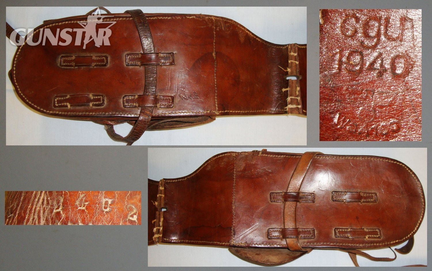  A Set of Heavy Leather 1940 Dated German Military Motorcycle Saddle Bags with Waffenamt Stamp by Maker Stolla Sohn Vienna, Austria - L 219. A Set of Heavy Leather 1940 Dated German Military Motorcycle Saddle Bags with Waffenamt Stamp by Maker Stolla Sohn Vienna, Austria - L 219.  Antique & Militaria