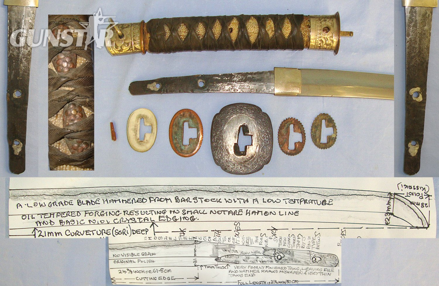 WW2 Era Japanese Collaborating Burmese Forces Officer's / NCO’s Katana Sword With Burmese Dha Sword Form Silver Plated Brass Hilt Fittings, Scabbard With Leather Field Service Cover & Expert Assessment. Sn 23484:104 Sword