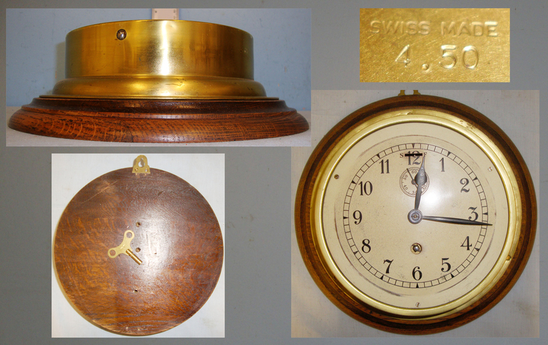 20th Century British Naval Ship\'s Brass Bulkhead Clock With 60 Seconds Time Keeping Feature Mounted On Oak Plaque & Original Key. Sn 13869. 20th Century British Naval Ship\'s Brass Bulkhead Clock With 60 Seconds Time Keeping Feature Mounted On Oak Plaque & Original Key. Sn 13869. Other Accessory
