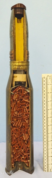 Russian Unfired, 57mm (57x348SR) HET (High Explosive Tracer) Quarter Sectioned Round For The S-60 Anti-Aircraft Gun & ZSU-57-2 Anti-Aircraft Self Propelled Gun. - O 1853 Russian Unfired, 57mm (57x348SR) HET (High Explosive Tracer) Quarter Sectioned Round For The S-60 Anti-Aircraft Gun & ZSU-57-2 Anti-Aircraft Self Propelled Gun. - O 1853  Other Ammunition 
