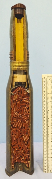 Russian Unfired, 57mm (57x348SR) HET (High Explosive Tracer) Quarter Sectioned Round For The S-60 Anti-Aircraft Gun & ZSU-57-2 Anti-Aircraft Self Propelled Gun. - O 1853 Russian Unfired, 57mm (57x348SR) HET (High Explosive Tracer) Quarter Sectioned Round For The S-60 Anti-Aircraft Gun & ZSU-57-2 Anti-Aircraft Self Propelled Gun. - O 1853  Other Ammunition 
