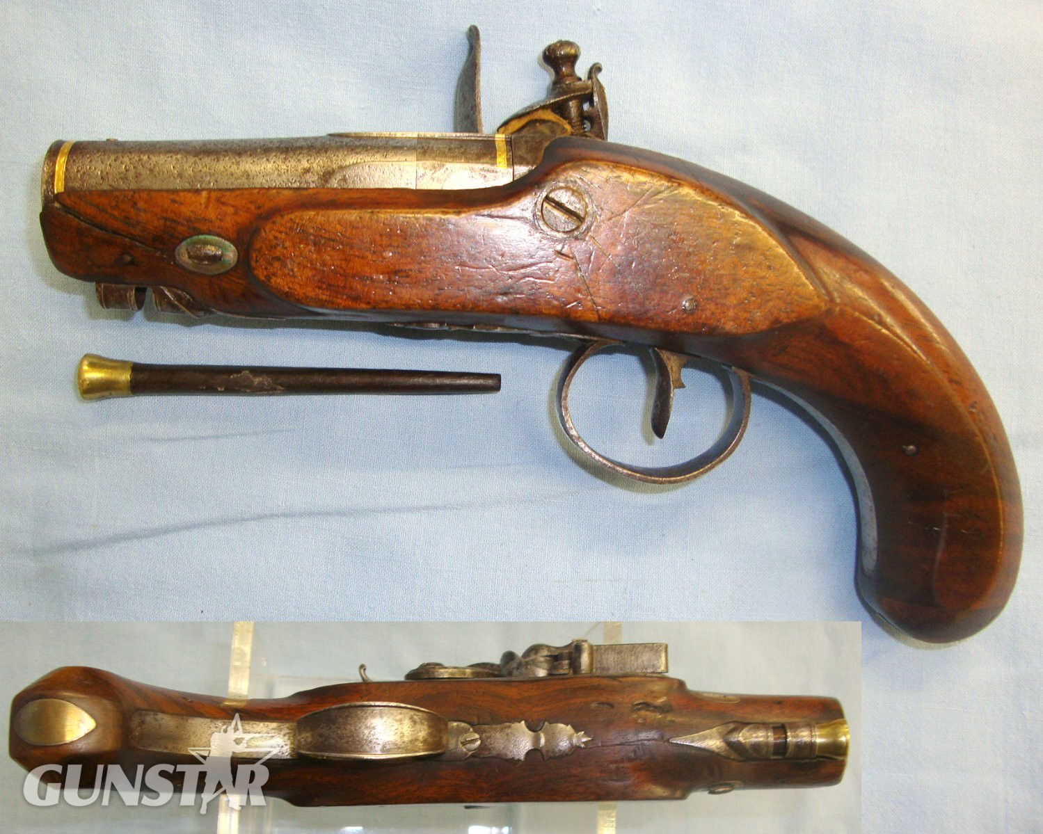  QUALITY**RARE**1801-1805 Irish Thomas Fowler Dublin 22 Bore Flintlock Overcoat / Traveling Pistol With Gold Inlays. Sn 21517 20 Bore/gauge Muzzleloader