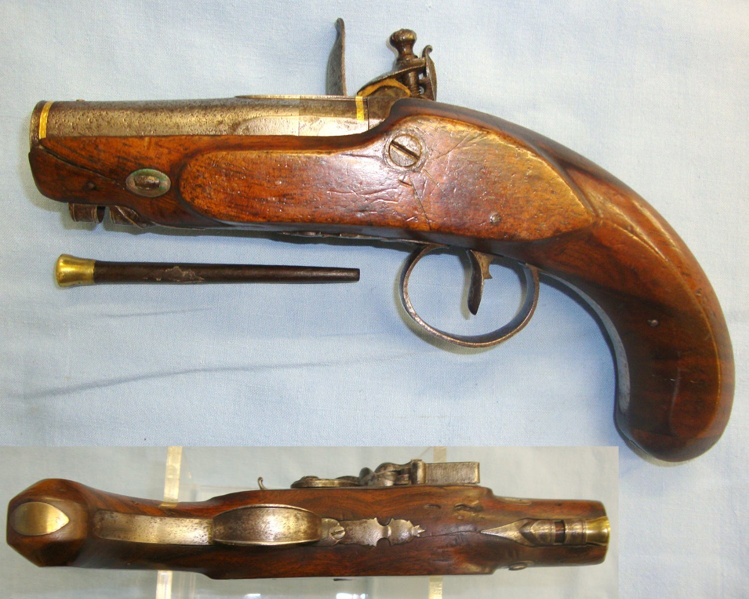  QUALITY**RARE**1801-1805 Irish Thomas Fowler Dublin 22 Bore Flintlock Overcoat / Traveling Pistol With Gold Inlays. Sn 21517 20 Bore/gauge Muzzleloader