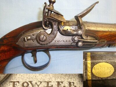 QUALITY**RARE**1801-1805 Irish Thomas Fowler Dublin 22 Bore Flintlock Overcoat / Traveling Pistol With Gold Inlays. Sn 21517 20 Bore/gauge Muzzleloader