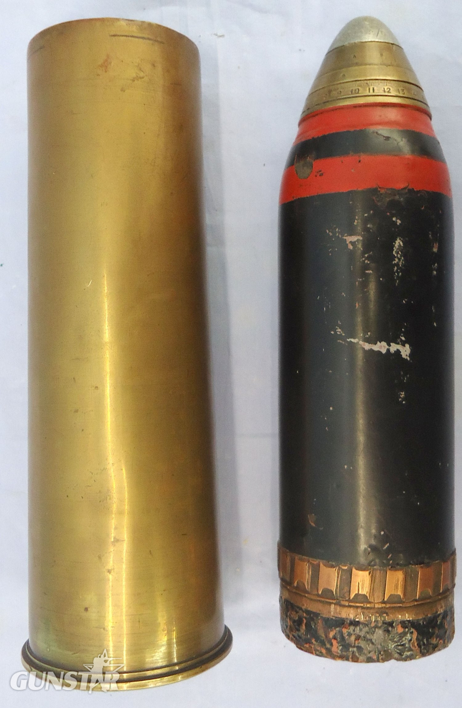 INERT DEACTIVATED. WW1, 1910 Dated, Scarce Indian Army Made, Fired, British Indian Army 18 Pr Shrapnel Round Fitted With a No. 80 Time And Percussion Nose Fuze. - O 2234 INERT DEACTIVATED. WW1, 1910 Dated, Scarce Indian Army Made, Fired, British Indian Army 18 Pr Shrapnel Round Fitted With a No. 80 Time And Percussion Nose Fuze. - O 2234  Other Ammunition - {CATEGORY}