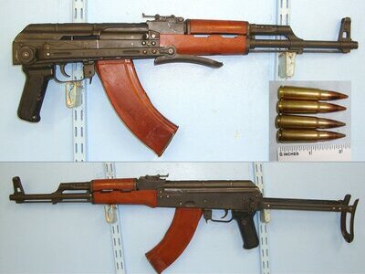 Cold War Era Hungarian / Soviet Russian Kalashnikov AK47 / AKMS 7.62 x 39mm Assault Rifle With Folding Stock & 4 Inert Deactivated Rounds Of Ammunition**MOVING PARTS UK 2015 DEACTIVATION** Sn 23548:2 AKMS None  Machine Gun