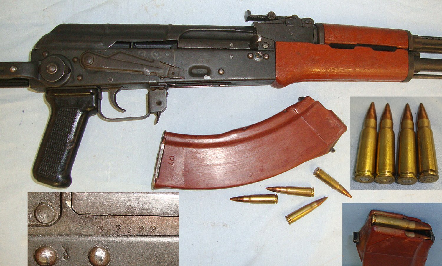 Cold War Era Hungarian / Soviet Russian Kalashnikov AK47 / AKMS 7.62 x 39mm Assault Rifle With Folding Stock & 4 Inert Deactivated Rounds Of Ammunition**MOVING PARTS UK 2015 DEACTIVATION** Sn 23548:2 None Machine Gun