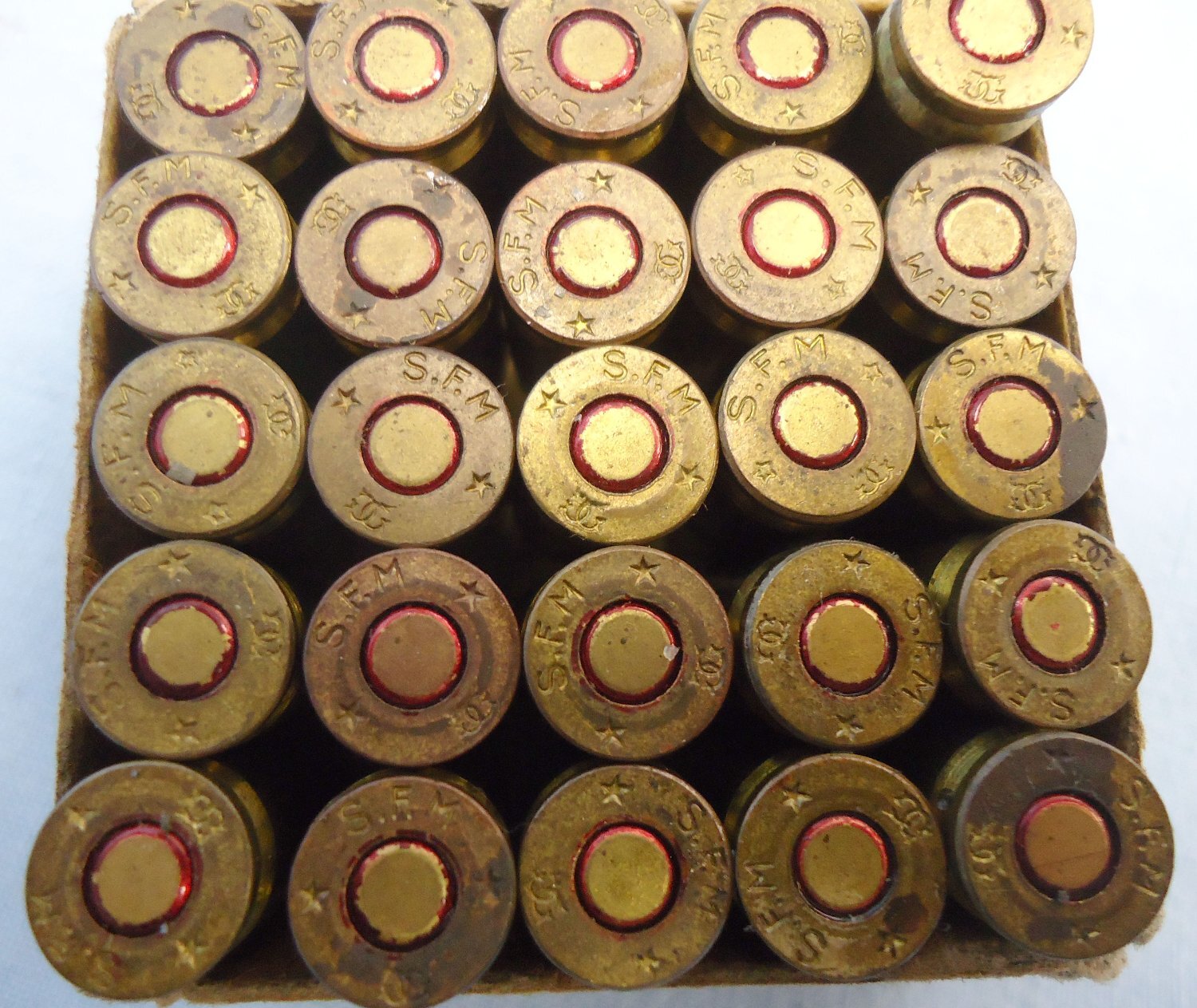 DEACTIVATED INERT. 25 Round Box of Gevolet, Paris 9mm (9x23) Bayard Automatic Pistol Rounds. O 2316 DEACTIVATED INERT. 25 Round Box of Gevolet, Paris 9mm (9x23) Bayard Automatic Pistol Rounds. O 2316 Various Other Ammunition - {CATEGORY} in 