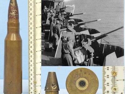 DEACTIVATED INERT. Rare, Japanese Navy, Unfired, WW2, Type 96, 25mm (25x163) High Explosive Tracer (HE/T) Round. - O 2165 DEACTIVATED INERT. Rare, Japanese Navy, Unfired, WW2, Type 96, 25mm (25x163) High Explosive Tracer (HE/T) Round. - O 2165  Other Ammunition