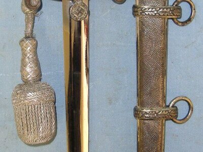 WW2 Era 1935 Pattern Alcoso (Alex Coppel), Solingen, Nazi German Army Officer\'s Dagger With Bullion Cord, Portepee & Scabbard. Sn 22441:3 Dagger