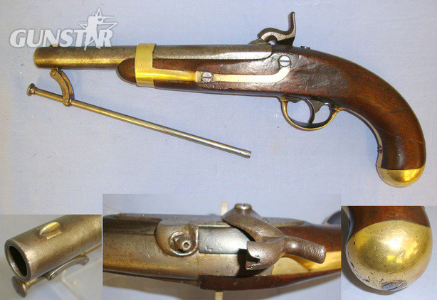  1851 U.S Army Haston & Co Middletown Connecticut Model 1842 .54 Calibre Muzzle Loading Percussion Cavalry Pistol .54 Cal Muzzleloader Muzzleloader