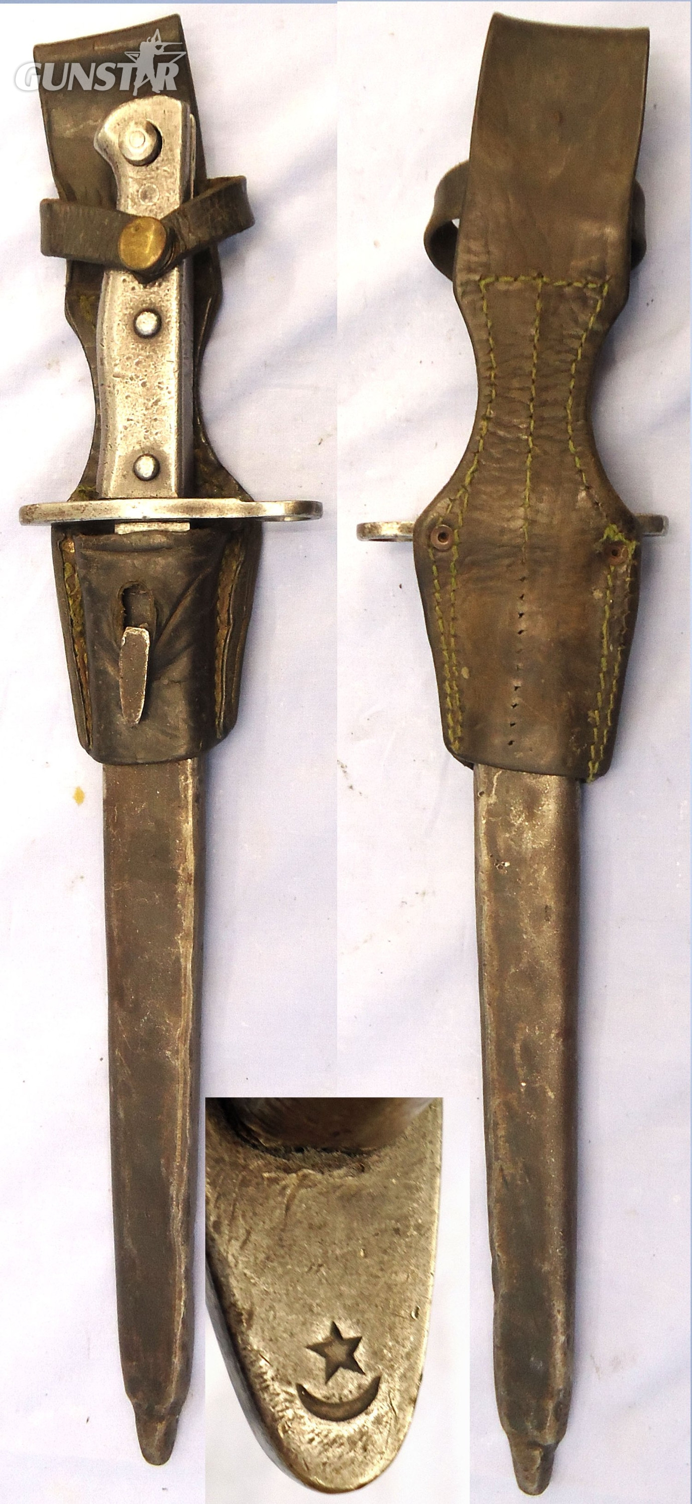 WW1, Turkish, Ersatz Pattern Model 1890 Bayonet, Steel Scabbard and Leather Frog. Sn 23478:3 Bayonet in 