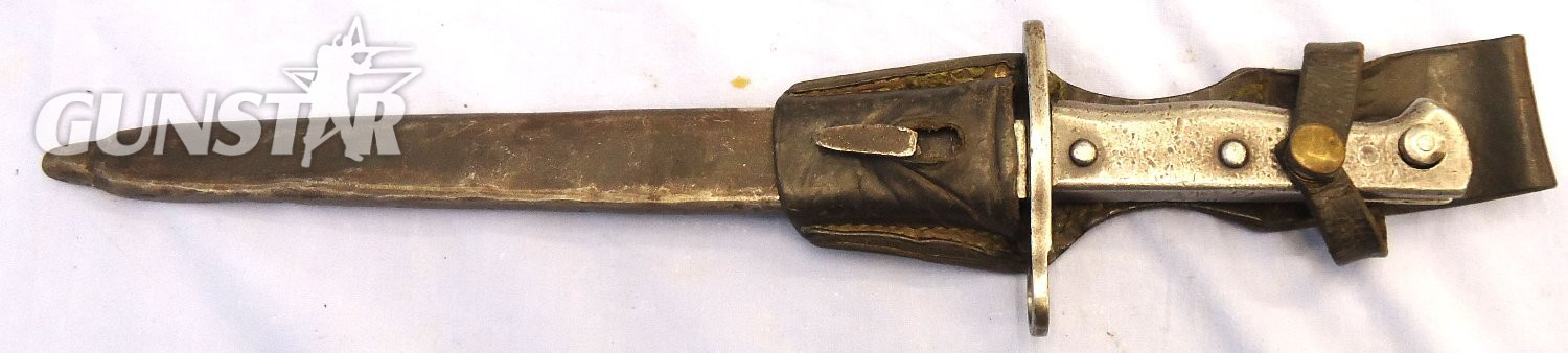 WW1, Turkish, Ersatz Pattern Model 1890 Bayonet, Steel Scabbard and Leather Frog. Sn 23478:3 Bayonet 