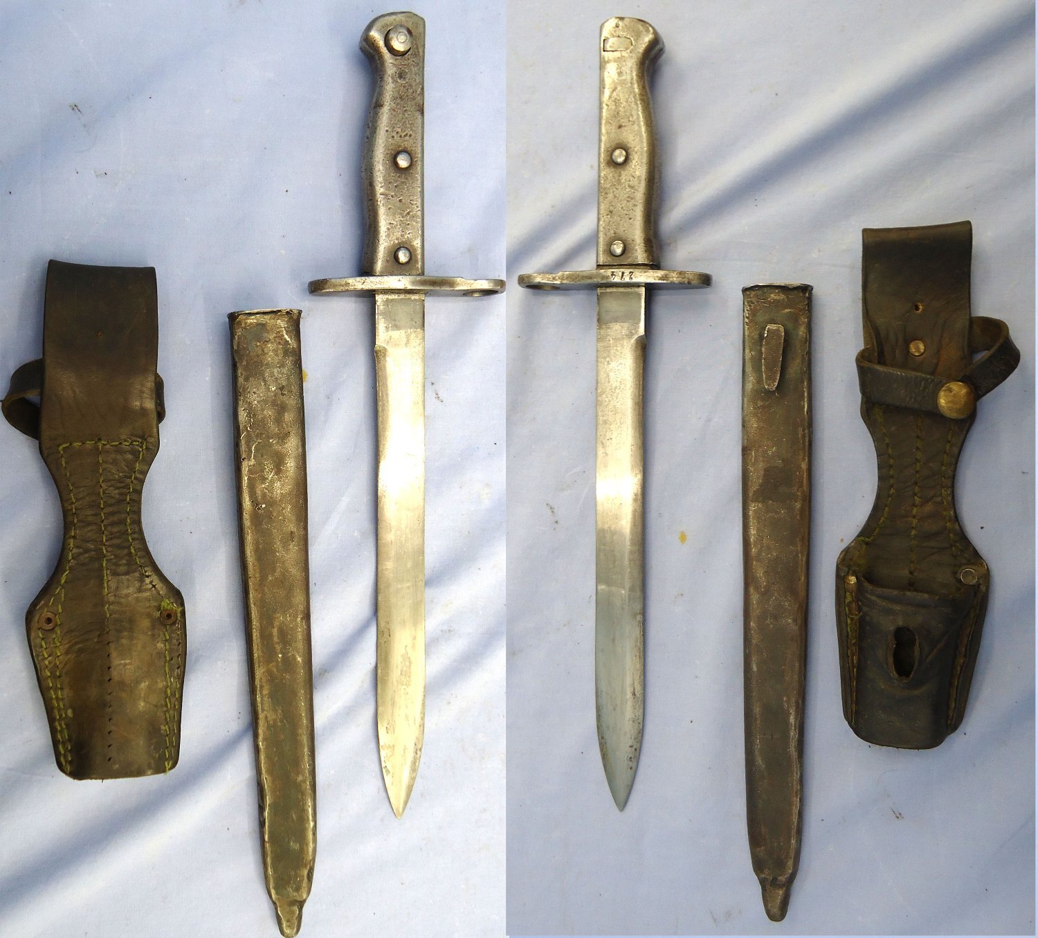 WW1, Turkish, Ersatz Pattern Model 1890 Bayonet, Steel Scabbard and Leather Frog. Sn 23478:3 Bayonet